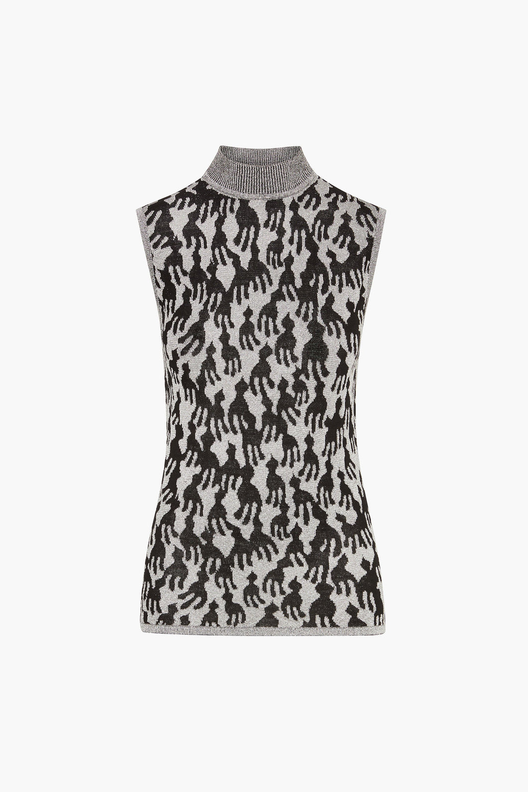 LUREX JACQUARD MOCK NECK TANK