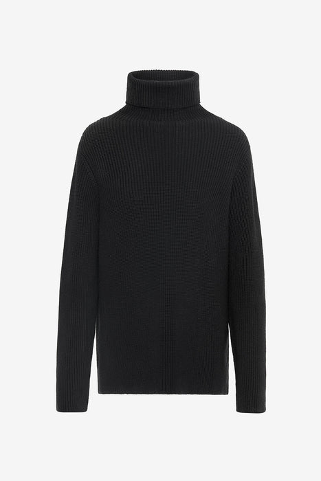 RIB INSTARSIA FUNNEL NECK SWEATER