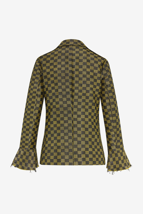LUREX CHECK JACKET WITH FLUTTER SLEEVE