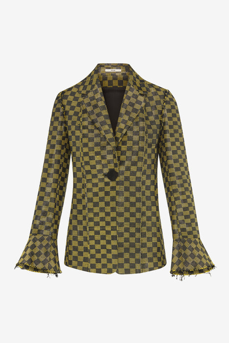 LUREX CHECK JACKET WITH FLUTTER SLEEVE