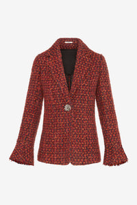 AFRICAN TWEED JACKET WITH FLUTTER SLEEVE