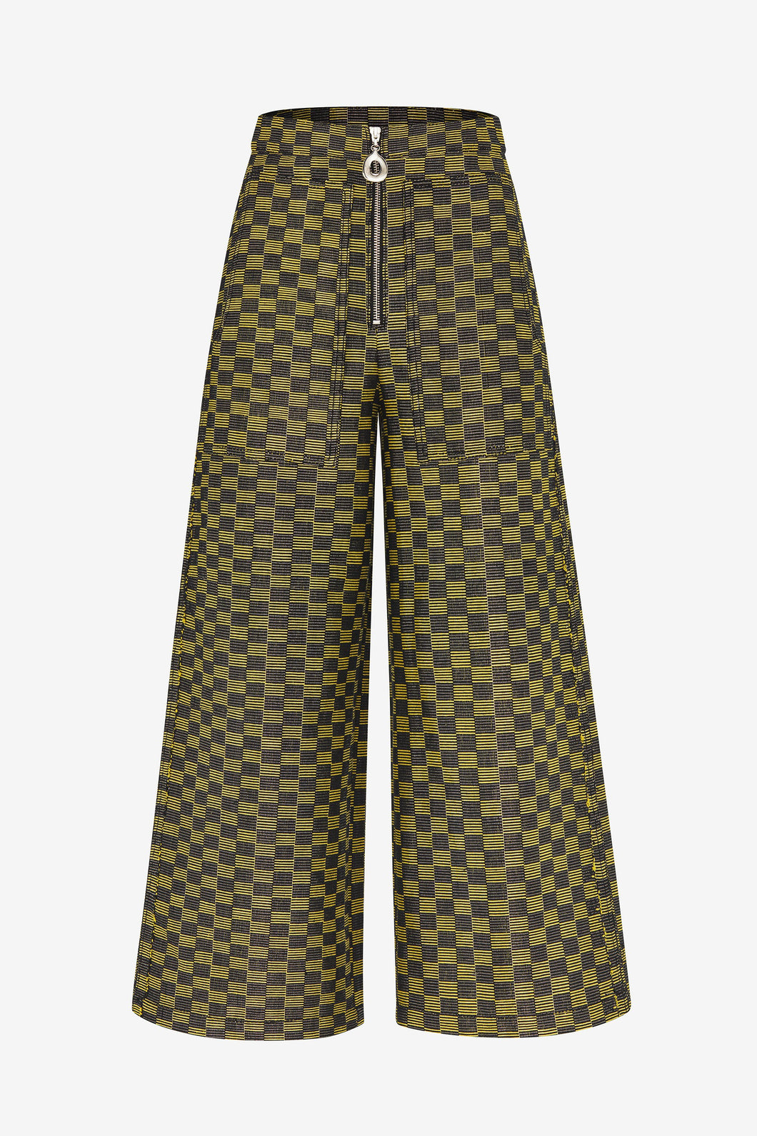 LUREX CHECK CROPPED WIDE LEG PANT