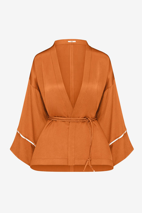 LIQUID SATIN BEADED KIMONO TOP