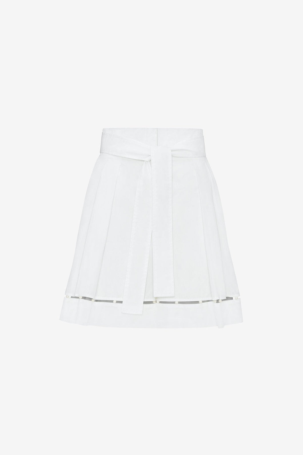 COTTON POPLIN BEADED TIE WAIST SHORTS