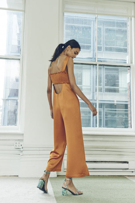 LIQUID SATIN SMOCK JUMPSUIT