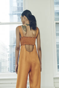 LIQUID SATIN SMOCK JUMPSUIT