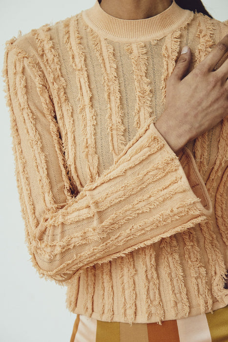 STRETCH VISCOSE FRINGE PULLOVER