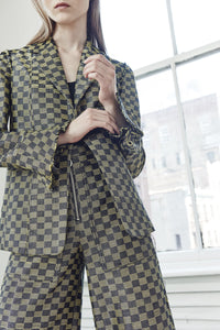 LUREX CHECK JACKET WITH FLUTTER SLEEVE